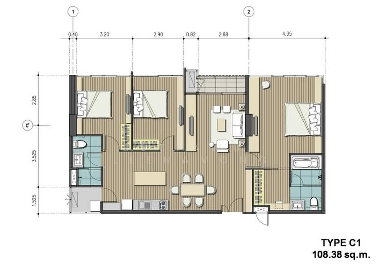 Issara @ 42 Sukhumvit, Bangkok, Soi Sukhumvit 42, Phra Kanong, Khlong Toei, Bangkok, 3 Bedrooms, 108 sqm, Condo For Rent, by Settawut Leenavong, 500161143 - DDproperty.com