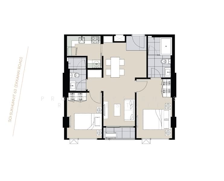 Maru Ekkamai 2, Bangkok, 70-5 Sukhumvit 63 Road, Phra Kanong Nua, Watthana, Bangkok, 2 Bedrooms, 60 sqm, Condo For Rent, by PROPERTYSIGHTS REAL ESTATE, 500167455 - DDproperty.com