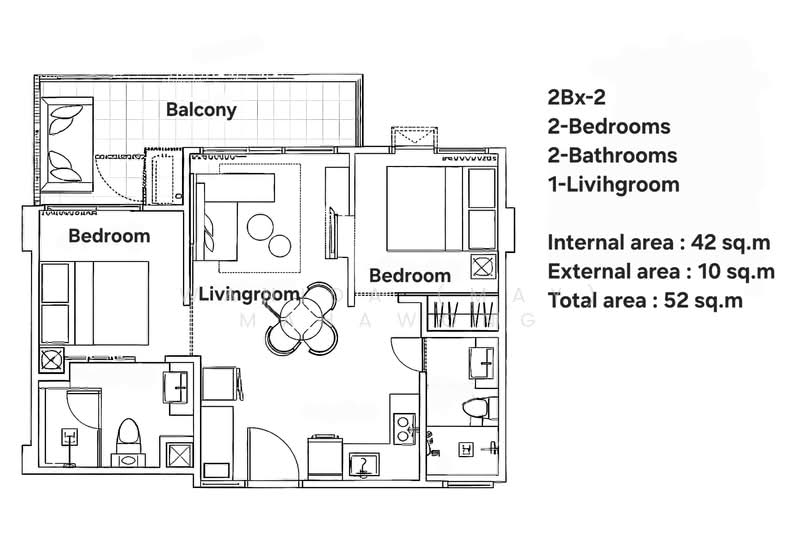 Skypark Aurora Laguna, Phuket, Choeng Thale, Thalang, Phuket, 2 Bedrooms, 52 sqm, Condo For Sale, by Wanida (May) Mahawong, 500167623 - DDproperty.com
