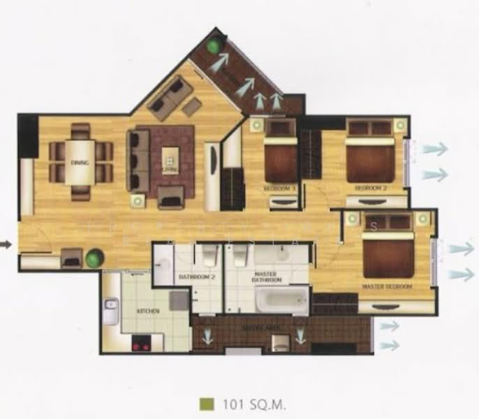 Belle Grand Rama 9, Bangkok, 131 Rama 9 Road, Huai Khwang, Huai Khwang, Bangkok, 3 Bedrooms, 101 sqm, Condo For Sale, by PROPERTYSIGHTS REAL ESTATE, 500167637 - DDproperty.com