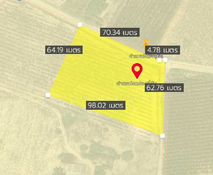 For Sale - Land for sale in Nawanghin, 3 rai, with road frontage on two sides, 500 meters, Chon Buri (Pattaya)