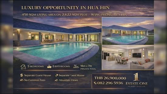 An Iconic 5-Bedroom Pool Estate with Expansive Mountain Views Hua Hin Pranburi Listing 20004, Prachuap Khiri Khan, Thap Tai, Hua Hin, Prachuap Khiri Khan, 5 Bedrooms, 450 sqm, Single Detached House For Sale, by สุมาลี วิไลประเสริฐ, 500170996 - DDproperty.com