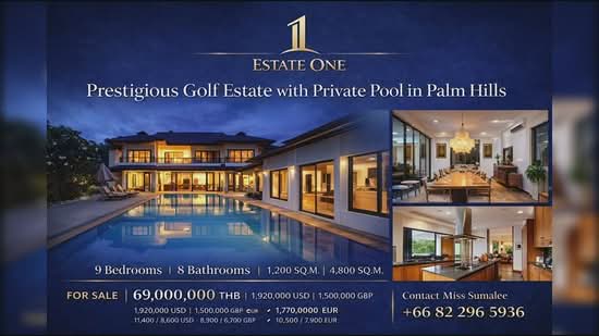 Palm Hills Golf Club and Residence, Phetchaburi, 1444 Phet Kasem Rd, Cha-am, Cha-Am, Phetchaburi, 9 Bedrooms, 1,200 sqm, Single Detached House For Sale, by สุมาลี วิไลประเสริฐ, 500170997 - DDproperty.com