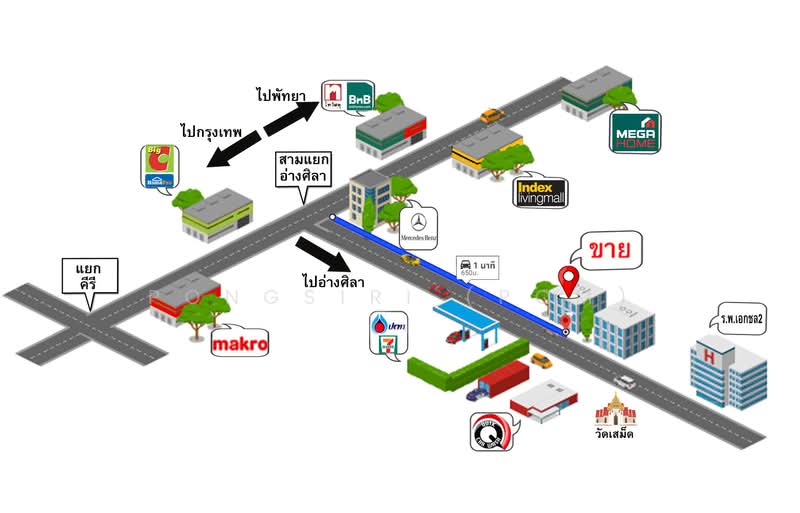 ขาย - อาคารพาณิชย์ ติดถนนใหญ่ อ่างศิลา, ชลบุรี