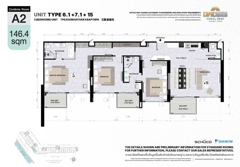 Copacabana Coral Reef : โคปาคาบ่าน่า คอรัลรีฟ, ชลบุรี, 385-16 หมู่ที่ 12, หนองปรือ, บางละมุง, ชลบุรี, 146 ตร.ม., คอนโด ขาย, โดย Angsanawee Phrohying, 500181365 - DDproperty.com