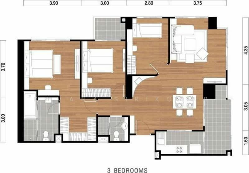 Lumpini Park Riverside Rama 3, Bangkok, 4 Rama 3 Road, Bang Pong Pang, Yan Nawa, Bangkok, 3 Bedrooms, 105 sqm, Condo For Rent, by Pavana Sirikogar, 500182048 - DDproperty.com