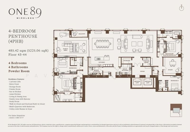 ONE89 Wireless, Bangkok, Wittayu Road, Lumphini, Pathum Wan, Bangkok, 4 Bedrooms, 486 sqm, Condo For Rent, by Pavana Sirikogar, 500182298 - DDproperty.com