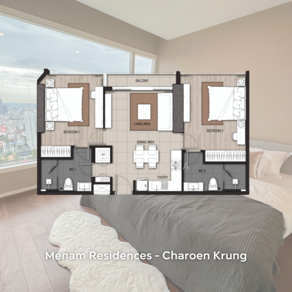 Menam Residences, Bangkok, 2088 Charoenkrung Road, Wat Prayakrai, Bang Kho Laem, Bangkok, 2 Bedrooms, 89 sqm, Condo For Sale, by K.Nana, 500188820 - DDproperty.com