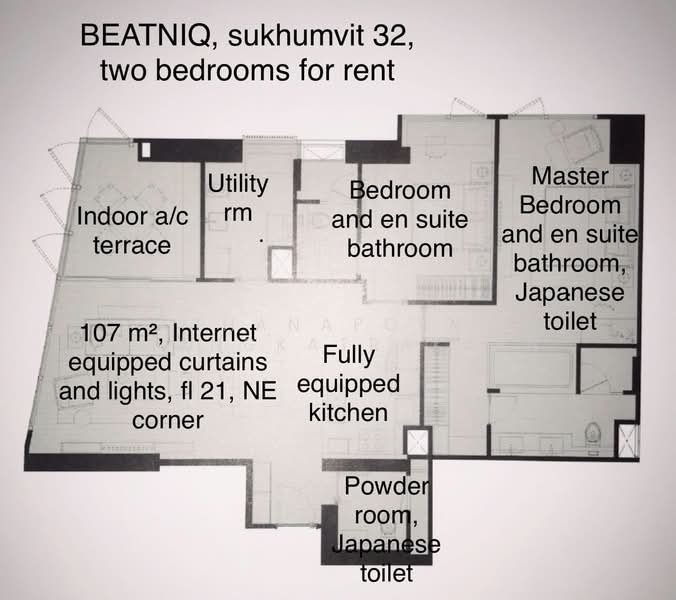 BEATNIQ Sukhumvit 32, Bangkok, Soi Sukhumvit 32, Sukhumvit Road, Khong Tan, Khlong Toei, Bangkok, 2 Bedrooms, 107 sqm, Condo For Rent, by Thanaporn Trangkatrakarn, 500188934 - DDproperty.com