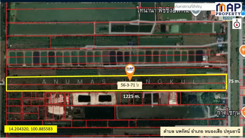 ขาย - ขายด่วนที่ดินแปลงใหญ่ ริมคลองชลประทาน อ.หนองเสือ จ.ปทุมธานี, ปทุมธานี