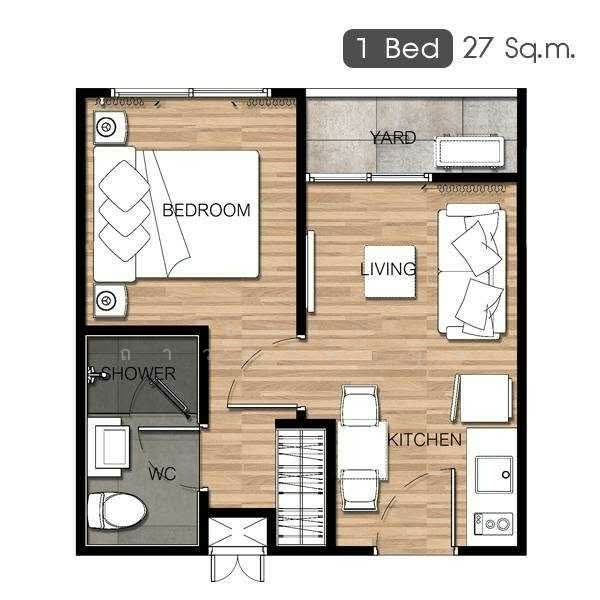 Grand Condominium Wutthakat 53, Bangkok, 8 158 Wutthakat, Bangko, Chom Thong, Bangkok, 1 Bedroom, 27 sqm, Condo For Sale, by ธาดา ถาวรวัชรกุล, 500199697 - DDproperty.com