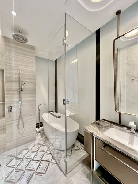 Master bathroom with tub