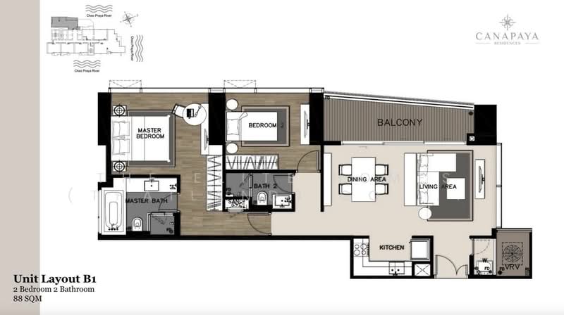 Canapaya Residences Rama 3, Bangkok, 888 Rama 3 Road, Bang Klo, Bang Kho Laem, Bangkok, 2 Bedrooms, 88 sqm, Condo For Sale, by The Elite Homes (Thailand) Co., Ltd., 500200213 - DDproperty.com