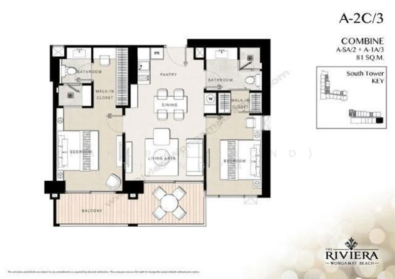 The Riviera Wongamat, Chon Buri (Pattaya), Na Kluea 16 Alley, Na Kloe, Bang Lamung (Pattaya), Chon Buri (Pattaya), 2 Bedrooms, 81 sqm, Condo For Rent, by Panupan (Bond) Thongpan, 500201371 - DDproperty.com