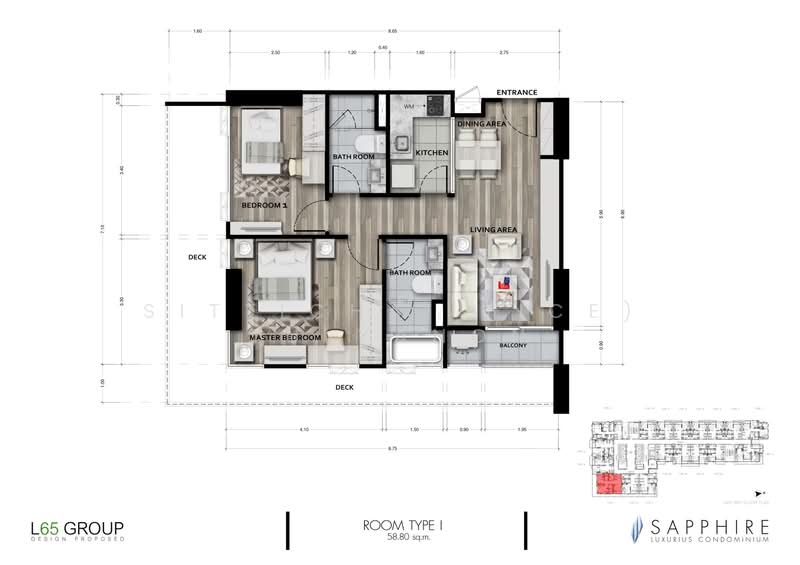 Sapphire Luxurious Condominium Rama III, Bangkok, 837 Rama III Road, Bang Pong Pang, Yan Nawa, Bangkok, 2 Bedrooms, 43 sqm, Condo For Sale, by Sittichai (Ice) Tulyanon, 500202415 - DDproperty.com