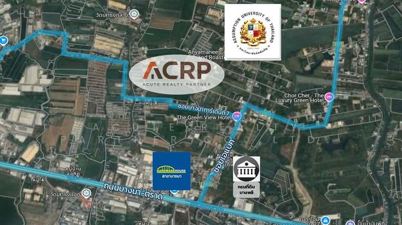 ขายที่ดินทำเลทอง บางนา บางเสาธง ใกล้มหาวิทยาลัยอัสสัมชัญ (ABAC บางนา), สมุทรปราการ, เสาธรสามัคคี, บางเสาธง, บางเสาธง, สมุทรปราการ, 800 ตร.ม., ที่ดิน ขาย, โดย Acute Realty Partner Co.,Ltd., 500209161 - DDproperty.com