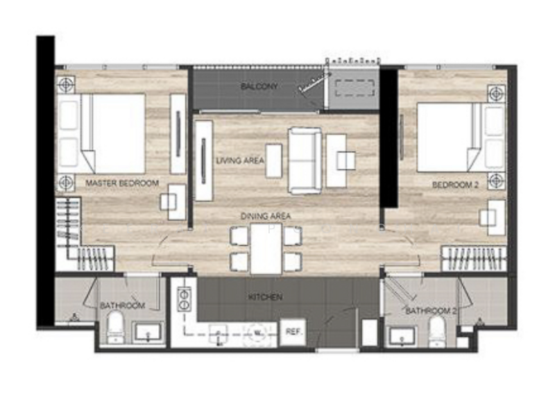 The Line Jatujak-Mochit, Bangkok, Phaholyothin Road, Jom Phon, Chatuchak, Bangkok, 2 Bedrooms, 62 sqm, Condo For Rent, by Keerati Poonchai, 500210038 - DDproperty.com