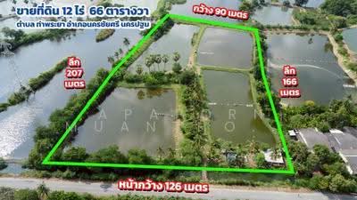 ขาย - ขายที่ดินเปล่า 12 ไร่ - 0 งาน - 66 ตร.ว. ท่าพระยา นครชัยศรี, นครปฐม