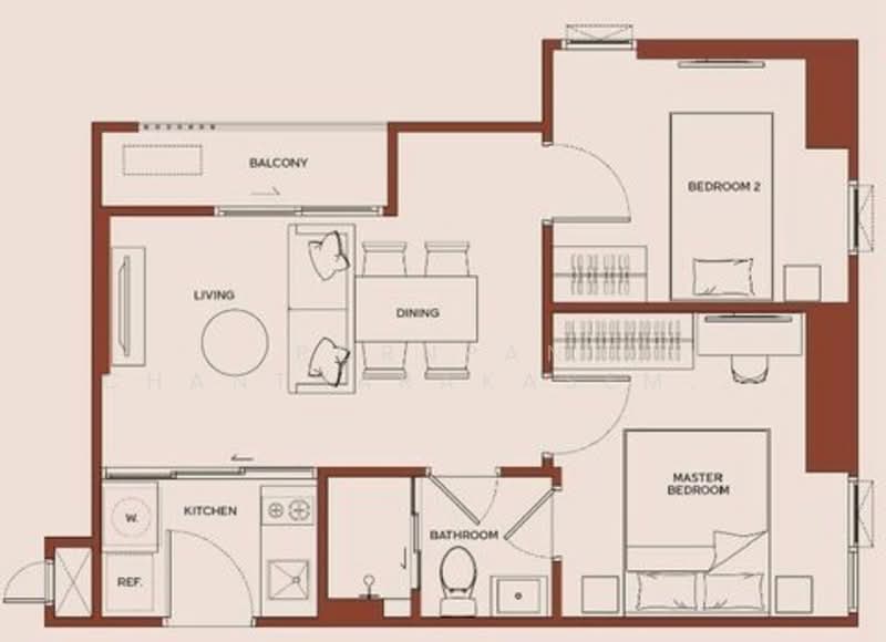 Metris District Ladprao, Bangkok, Lat Phrao Rd, Jom Phon, Chatuchak, Bangkok, 2 Bedrooms, 42 sqm, Condo For Rent, by Pornpan Chantharakasemchai, 500215859 - DDproperty.com