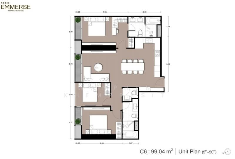 Noble Emmerse Phrom Phong, Bangkok, 643 Sukhumvit Road, Khong Tan, Khlong Toei, Bangkok, 3 Bedrooms, 99 sqm, Condo For Sale, by Wanphen Khemprasit, 500221298 - DDproperty.com