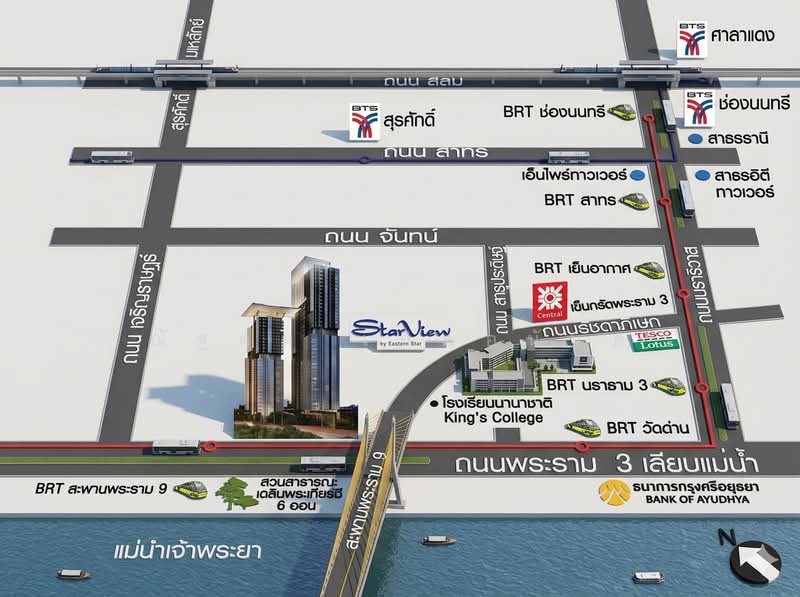 StarView, Bangkok, 495 Rama 3, Bang Klo, Bang Kho Laem, Bangkok, 3 Bedrooms, 160 sqm, Condo For Sale, by ณัฐคม เกิดอนันต์, 500221752 - คอนโด Starview 3 ห้องนอน 160.3 ตร.ม. - DDproperty.com