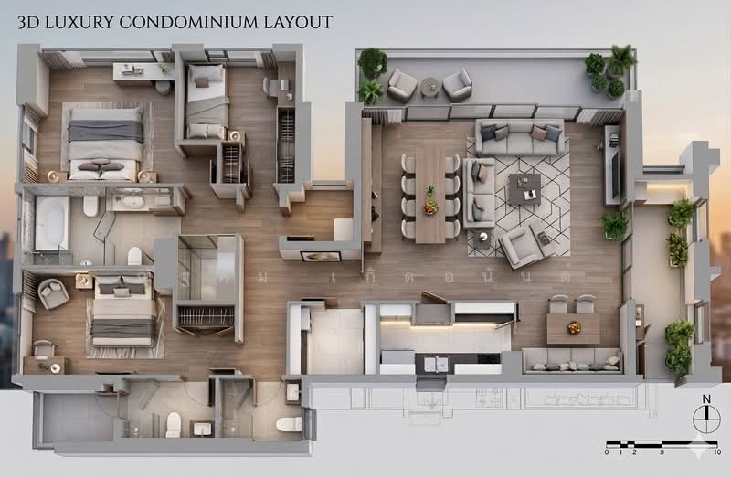 StarView, Bangkok, 495 Rama 3, Bang Klo, Bang Kho Laem, Bangkok, 3 Bedrooms, 160 sqm, Condo For Sale, by ณัฐคม เกิดอนันต์, 500221755 - Starview Rama 3, 3bed 160.3 sq.m. แปลน - DDproperty.com