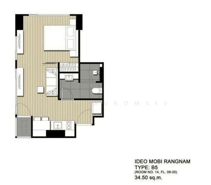 IDEO Mobi Rangnam, Bangkok, 107 Rang Nam Alley, Thanon Phaya Thai, Ratchathewi, Bangkok, 1 Bedroom, 35 sqm, Condo For Rent, by Natta Buromsee, 500227589 - DDproperty.com