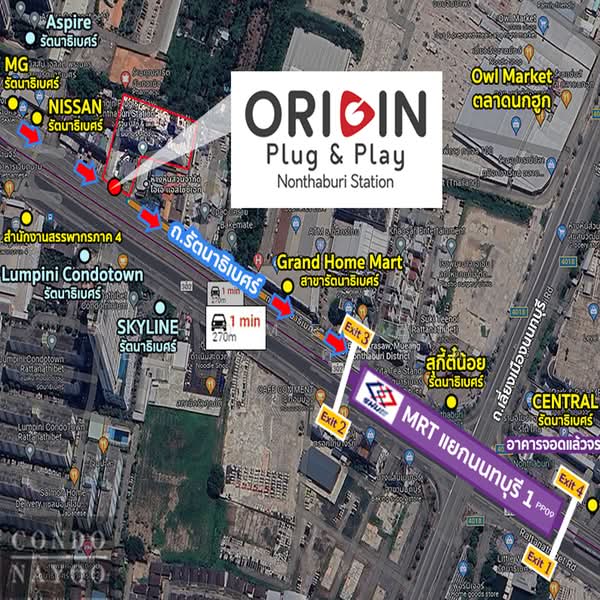 Origin Plug & Play Nonthaburi Station, นนทบุรี, 34 Rattanathibet Road, บางกระสอ, เมืองนนทบุรี, นนทบุรี, 47 ตร.ม., คอนโด ขาย, โดย AJHOMECENTER - คุณโต, 500235806 - DDproperty.com