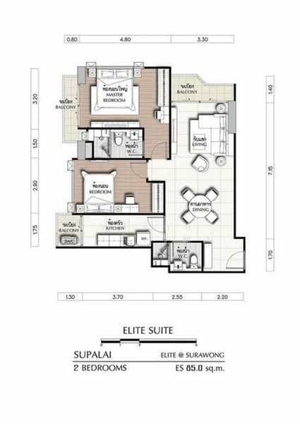 Supalai Elite Surawong, Bangkok, 222 Naret Rd, Si Phraya, Bang Rak, Bangkok, 2 Bedrooms, 99 sqm, Condo For Sale, by หริรักษ์ ตั้งติรวัฒน์, 500239028 - DDproperty.com