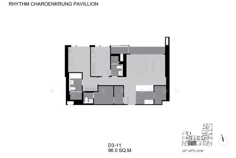 Rhythm Charoenkrung Pavillion, Bangkok, Charoenkrung Road, Wat Prayakrai, Bang Kho Laem, Bangkok, 2 Bedrooms, 98 sqm, Condo For Rent, by NINA SIRIBOON, 500252862 - DDproperty.com