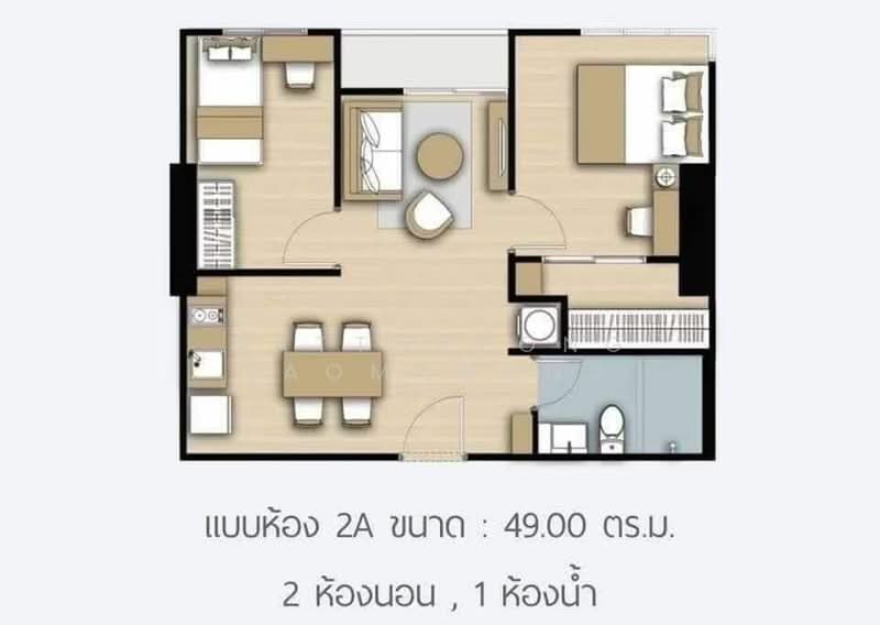 The Parkland Phetkasem 56, Bangkok, Phetkasem Road, Bang Wa, Phasi Charoen, Bangkok, 2 Bedrooms, 50 sqm, Condo For Rent, by Natthapong Laomahong, 500253559 - DDproperty.com