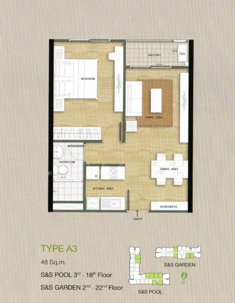 S&S Sukhumvit 101/1 : เอส แอนด์ เอส สุขุมวิท 101/1, กรุงเทพ, 188 ถนน สุขุมวิท 101/1, บางนา, บางนา, กรุงเทพ, 48 ตร.ม., คอนโด ให้เช่า, โดย อนงค์ลักษณ์ ทรงประโคน, 500256803 - DDproperty.com