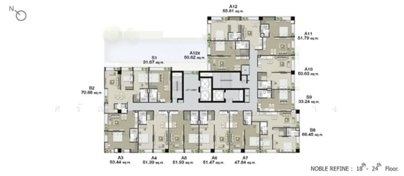 Noble Refine, Bangkok, Soi Sukhumvit 26, Sukhumvit Road, Khong Tan, Khlong Toei, Bangkok, 2 Bedrooms, 68 sqm, Condo For Rent, by Saranrat Pongklang, 500258643 - DDproperty.com