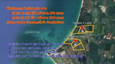 ขาย - ที่ดินติดทะเลอันดามัน หน้าหาด 475 เมตร — โอกาสลงทุนหายากที่ ตะกั่วป่า ฟังงา พร้อมโอนกรรมสิทธิ์ทันที, พังงา