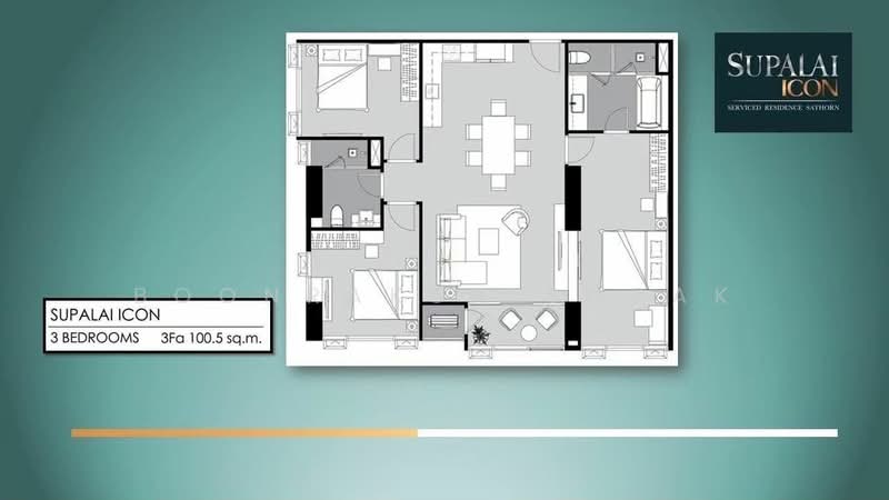 Supalai Icon Sathorn, Bangkok, Sathorn Tai Road, Thung Maha Mek, Sathon, Bangkok, 3 Bedrooms, 101 sqm, Condo For Rent, by Boonraksa Sopak, 500265008 - DDproperty.com