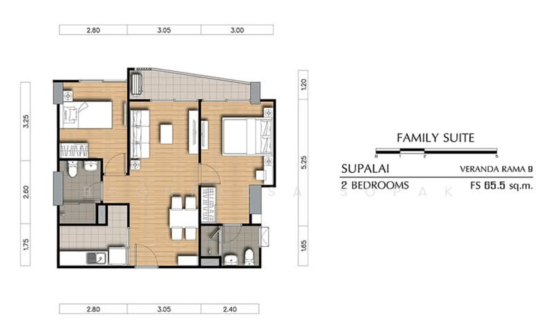 Supalai Veranda Rama 9, Bangkok, 349 Rama 9, Bang Kapi, Huai Khwang, Bangkok, 2 Bedrooms, 66 sqm, Condo For Rent, by Boonraksa Sopak, 500265666 - DDproperty.com