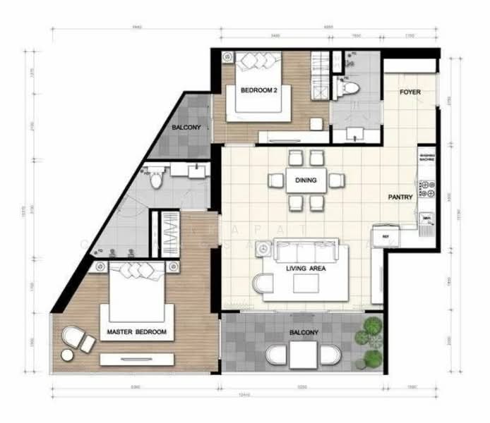 The Palm Wongamat Beach, Chon Buri (Pattaya), Soi Naklua 16, Na Kloe, Bang Lamung (Pattaya), Chon Buri (Pattaya), 2 Bedrooms, 97 sqm, Condo For Rent, by Jirapat Chuangsawadsak, 500280677 - DDproperty.com