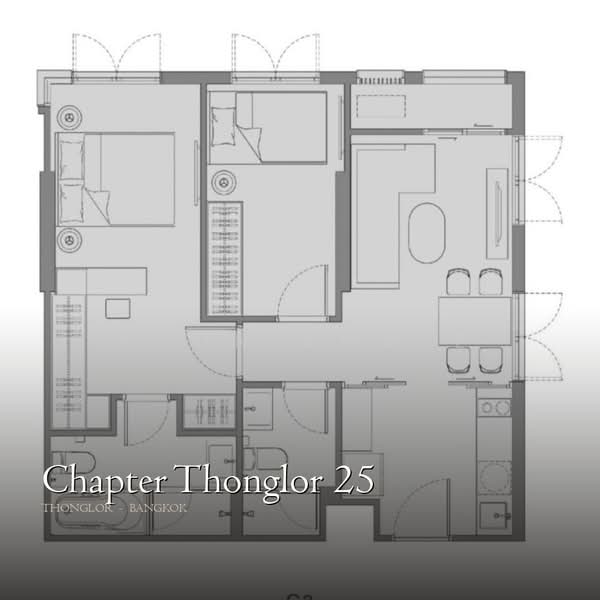 Chapter Thonglor 25, Bangkok, Soi Thonglor 25, Sukhumvit Road, Khlong Tan Nua, Watthana, Bangkok, 2 Bedrooms, 58 sqm, Condo For Rent, by Khun Ammie, 500285385 - DDproperty.com