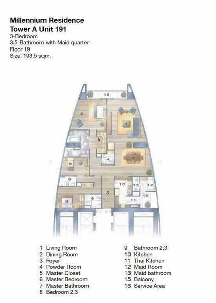 Millennium Residence, Bangkok, Sukhumvit Road, Khlong Toei, Bangkok, 3 Bedrooms, 193 sqm, Condo For Rent, by PROPMATCH CO., LTD., 500294051 - DDproperty.com