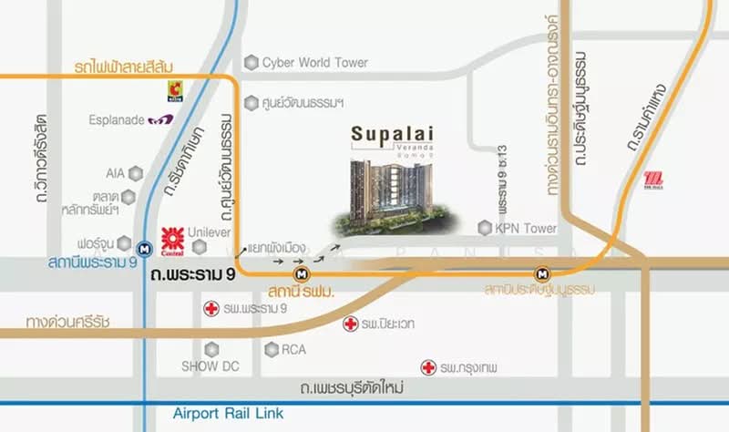 Supalai Veranda Rama 9 : ศุภาลัย เวอเรนด้า พระราม 9, กรุงเทพ, 349 ถนนพระราม 9, บางกะปิ, ห้วยขวาง, กรุงเทพ, 77 ตร.ม., คอนโด ให้เช่า, โดย Achiwara Panusan, 500306719 - DDproperty.com