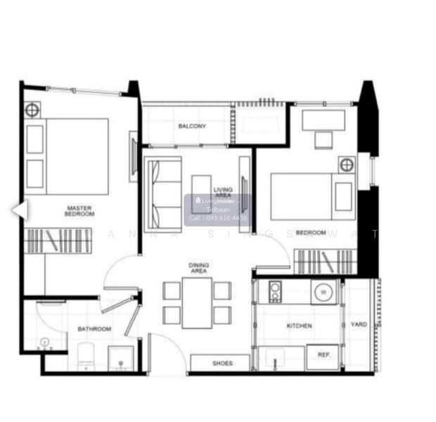 The Line Phahon-Pradipat, Bangkok, 21 Pradiphat Road, Samsen Nai, Phaya Thai, Bangkok, 2 Bedrooms, 53 sqm, Condo For Rent, by Suwanna Singsawat, 500312219 - DDproperty.com