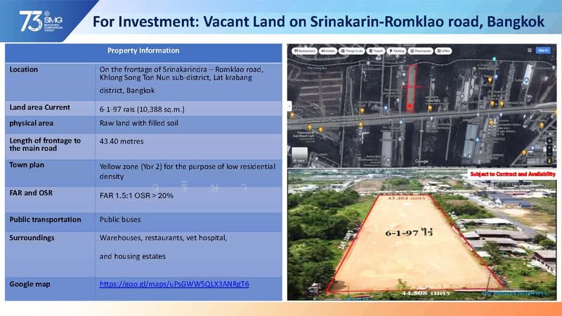 Land for Lease on Srinakarin–Romklao Road, Bangkok, ศรีนครินทร์-ร่มเกล้า, Khlong Song Ton Nun, Lat Krabang, Bangkok, , 10,388 sqm, Business For Rent, by วริษา รุ่มนุ่ม, 500316842 - DDproperty.com