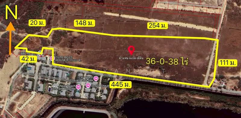 ขายที่ดินแปลงใกล้ถนนคลองเทียน ชะอำ 36-0-38 ไร่ ใกล้ถนนเพชรเกษม อ.ชะอำ จ.เพชรบุรี, Phetchaburi, Cha-am, Cha-Am, Phetchaburi, , 48,152 sqm, Land For Sale, by Chayanoot, 500320734 - DDproperty.com