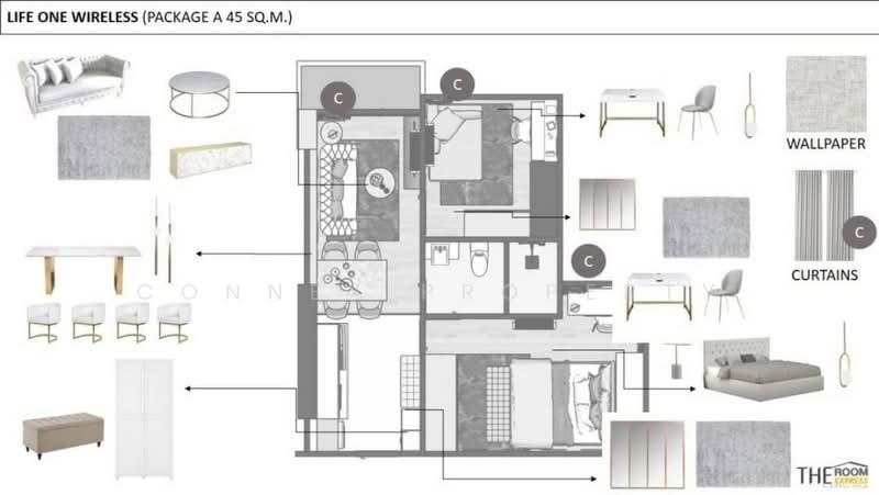 Life One Wireless, Bangkok, 1 Wireless Road, Lumphini, Pathum Wan, Bangkok, 2 Bedrooms, 45 sqm, Condo For Rent, by Connex Property, 500327684 - DDproperty.com