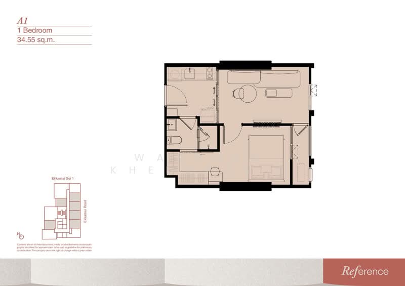 Reference Ekkamai, Bangkok, 65 Sukhumvit Road, Khlong Tan Nua, Watthana, Bangkok, 1 Bedroom, 35 sqm, Condo For Sale, by Wanphen Khemprasit, 500332391 - DDproperty.com