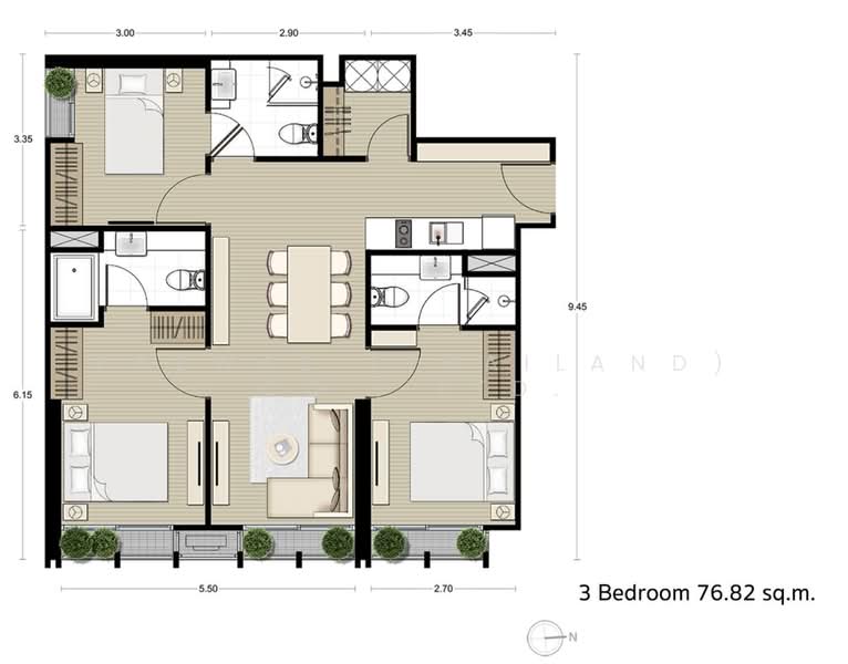 Noble BE33, Bangkok, 19 Soi Sukhumvit 33, Khlong Tan Nua, Watthana, Bangkok, 3 Bedrooms, 75 sqm, Condo For Rent, by Fazwaz (Thailand) Co., Ltd., 500333435 - DDproperty.com