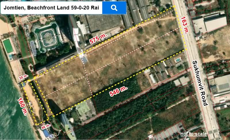 Beachfront Land 59 rai Jomtien among 4-5 Star Hotels, Chon Buri (Pattaya), สุขุมวิท, Na Chom Thian, Sattahip, Chon Buri (Pattaya), , 94,480 sqm, Land For Sale, by Chanitnun Mewongukote, 500340721 - DDproperty.com