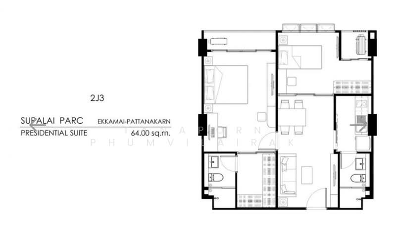 Supalai Parc Ekkamai-Pattanakarn, Bangkok, Suan Luang, Bangkok, 2 Bedrooms, 64 sqm, Condo For Sale, by Tanaporn Phumvilairak, 500343073 - DDproperty.com