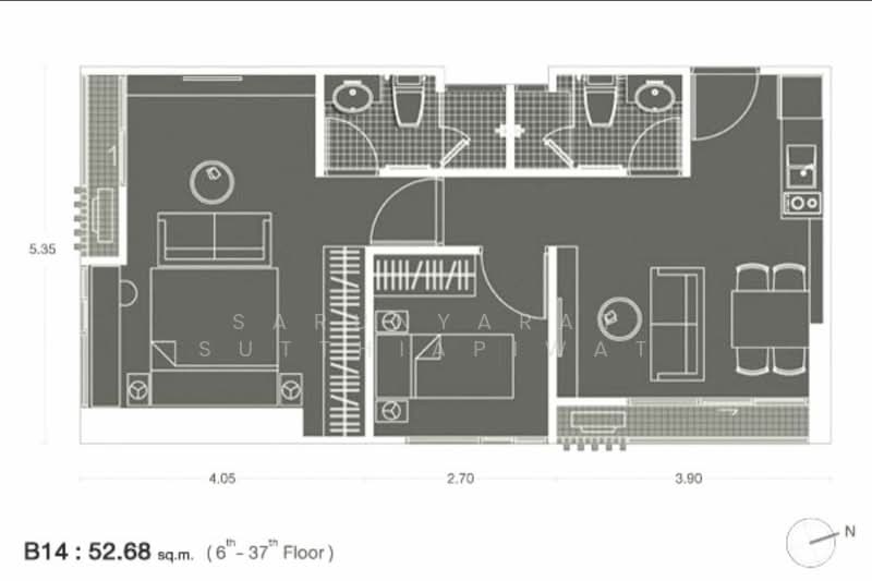 Noble Revolve Ratchada, Bangkok, 38 Ratchadapisek Road, Huai Khwang, Bangkok, 2 Bedrooms, 53 sqm, Condo For Rent, by Narinthira Roengrit, 500349619 - DDproperty.com
