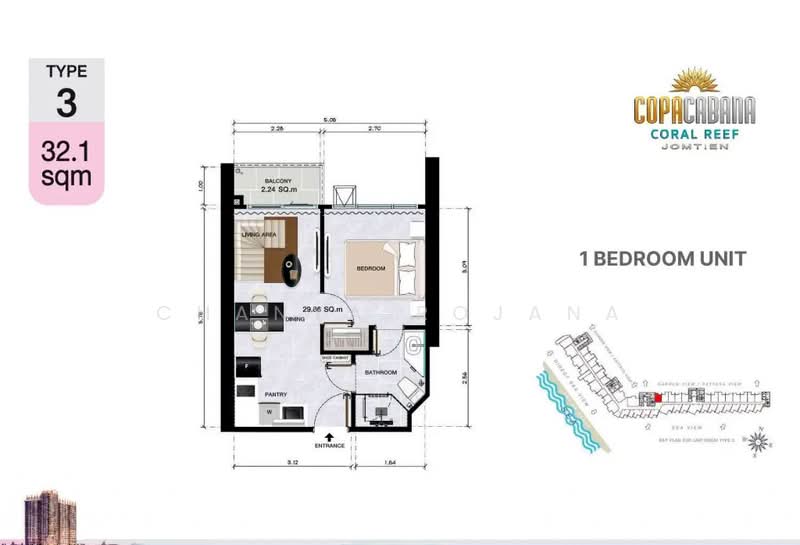Copacabana Coral Reef, Chon Buri (Pattaya), 385-16 Moo 12, Nong Pru, Bang Lamung (Pattaya), Chon Buri (Pattaya), 1 Bedroom, 33 sqm, Condo For Sale, by Chanya Rojana, 500356536 - DDproperty.com